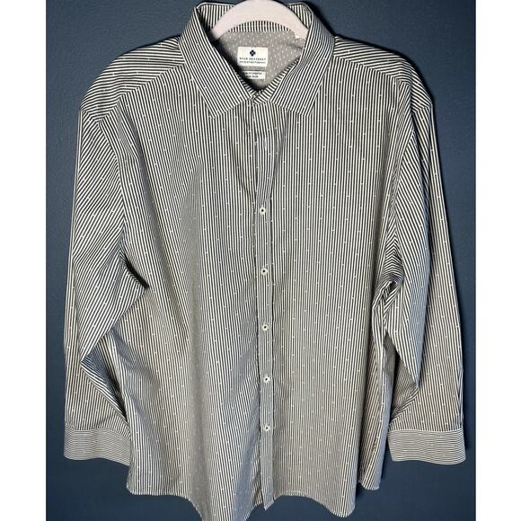 RYAN SEACREST DISTINCTION SLIM FIT GRAY/WHITE BUTTON DOWN SHIRT SIZE 32/33 - Picture 1 of 12